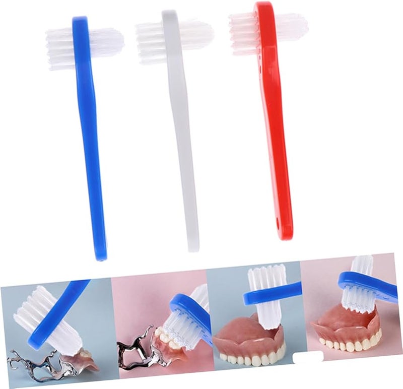 3Pcs Denture Toothbrush Soft Bristles Shaped Handle For Partial And Full Dentures Cleaning - Image 4