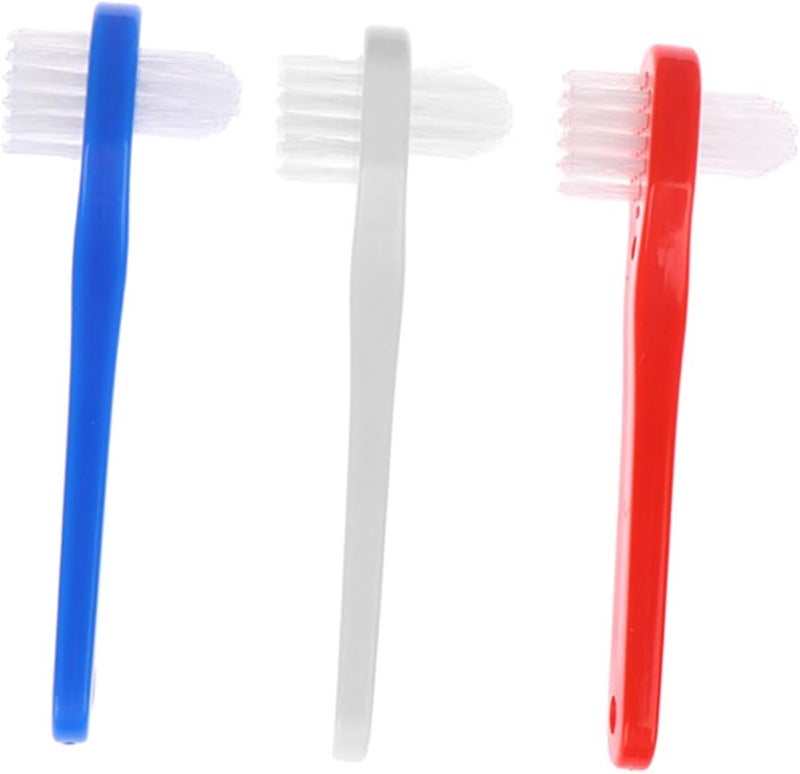 3Pcs Denture Toothbrush Soft Bristles Shaped Handle For Partial And Full Dentures Cleaning - Image 1