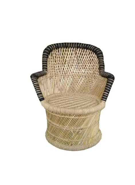 YASHIKA CREATION YASHIKA CREATION Handicraft Bamboo Sarkanda Chair for Outdoor with Black Beige Set 1 Chair 1 Stool  - Image 3