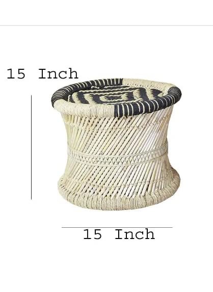 YASHIKA CREATION YASHIKA CREATION Handicraft Bamboo Sarkanda Chair for Outdoor with Black Beige Set 1 Chair 1 Stool  - Image 2