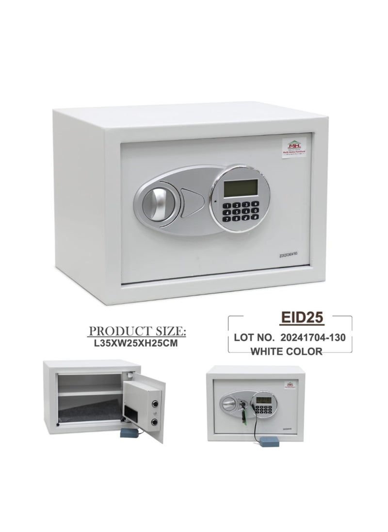 KARNAK Karnak Safe Box with Digital Pin Code Keypad and Key Lock for Home Office Personal Use (L35xW25xH25cm) Color Whites  - Image 4