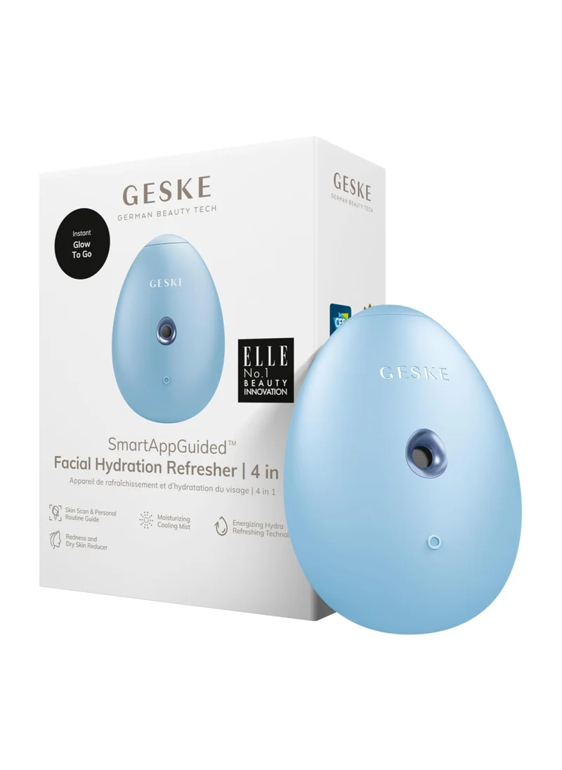 GESKE SmartAppGuided Facial Hydration Refresher | 4 in 1 | Water Atomiser | Face Steamer | Water Spray | Face Mister | Facial Cleansing Device | Spray Mist | Cosmetics | Natural Glow,- Aquamarine