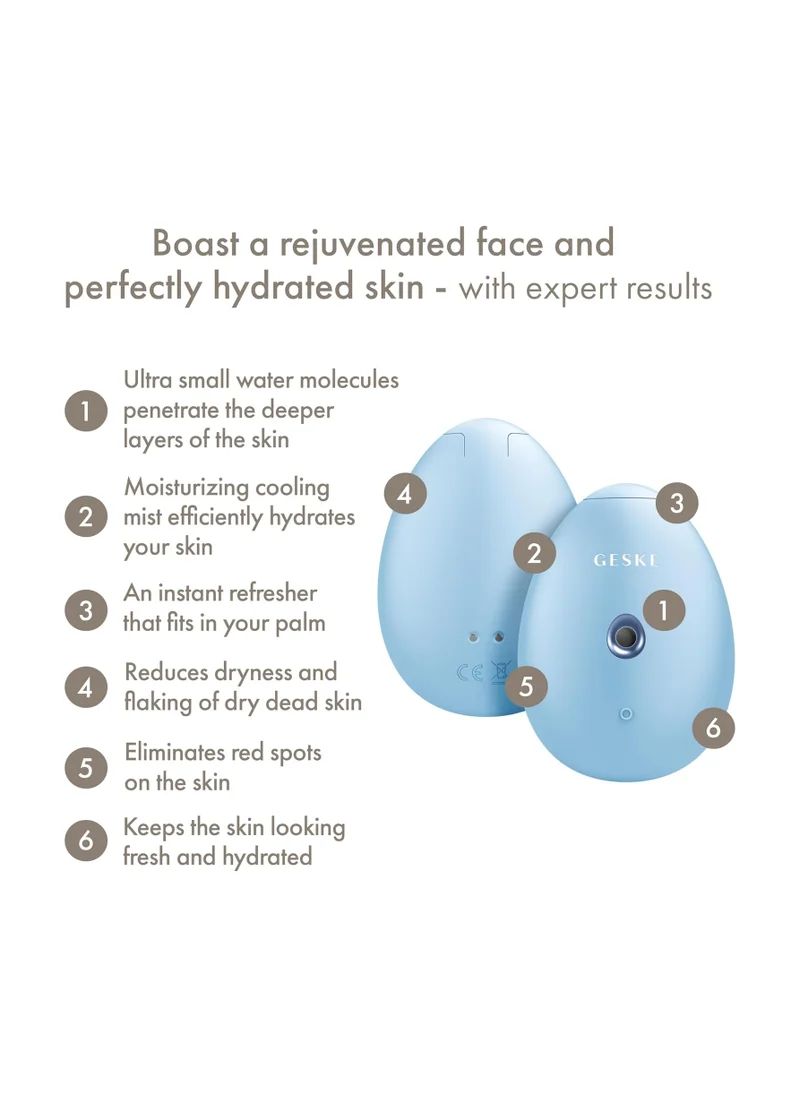 GESKE SmartAppGuided Facial Hydration Refresher | 4 in 1 | Water Atomiser | Face Steamer | Water Spray | Face Mister | Facial Cleansing Device | Spray Mist | Cosmetics | Natural Glow,- Aquamarine