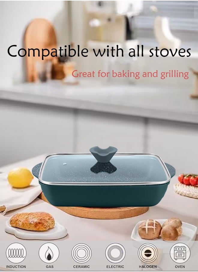Rockland - 14-piece Granite Coated Nonstick Cookware Set, All-Stovetop Pans, Including Frying Pan, Saucepan, Sauté Pan and Baking Pan, PFOA-Free, Non-slip Handle and Shockproof Glass Lid with Silicone Rim (Green) - Image 1