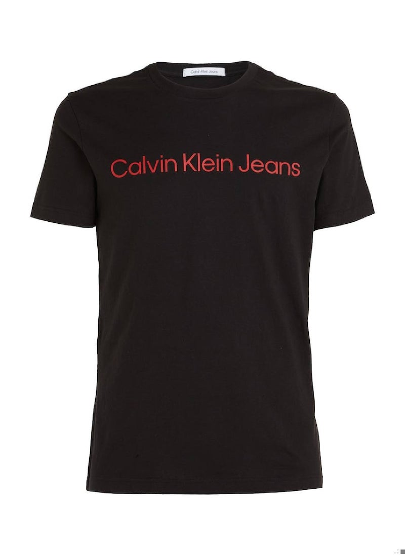 Calvin Klein Jeans Men's Institutional Logo Slim Fit T-Shirt - Cotton , Black and Red  - Image 2