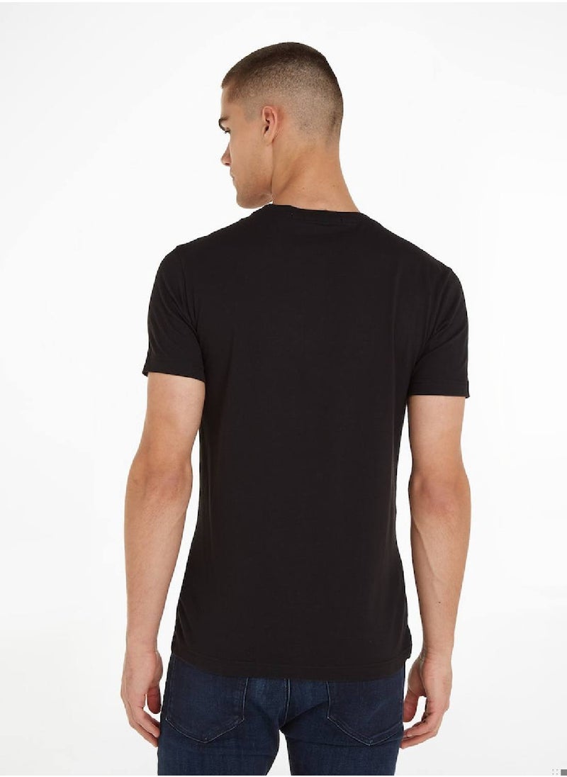 Calvin Klein Jeans Men's Institutional Logo Slim Fit T-Shirt - Cotton , Black and Red  - Image 3