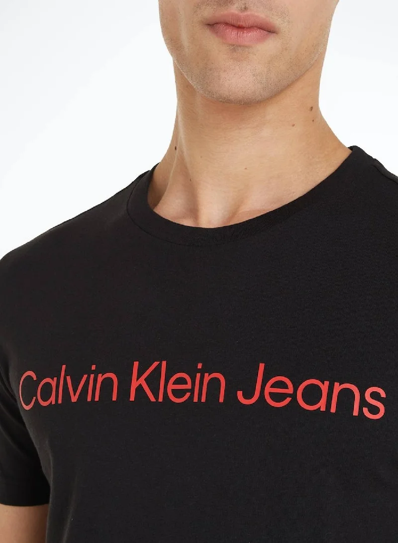 Calvin Klein Jeans Ck Black / Salsa Institutional Logo Slim Fit T-Shirt and for Men | Best Price UAE
