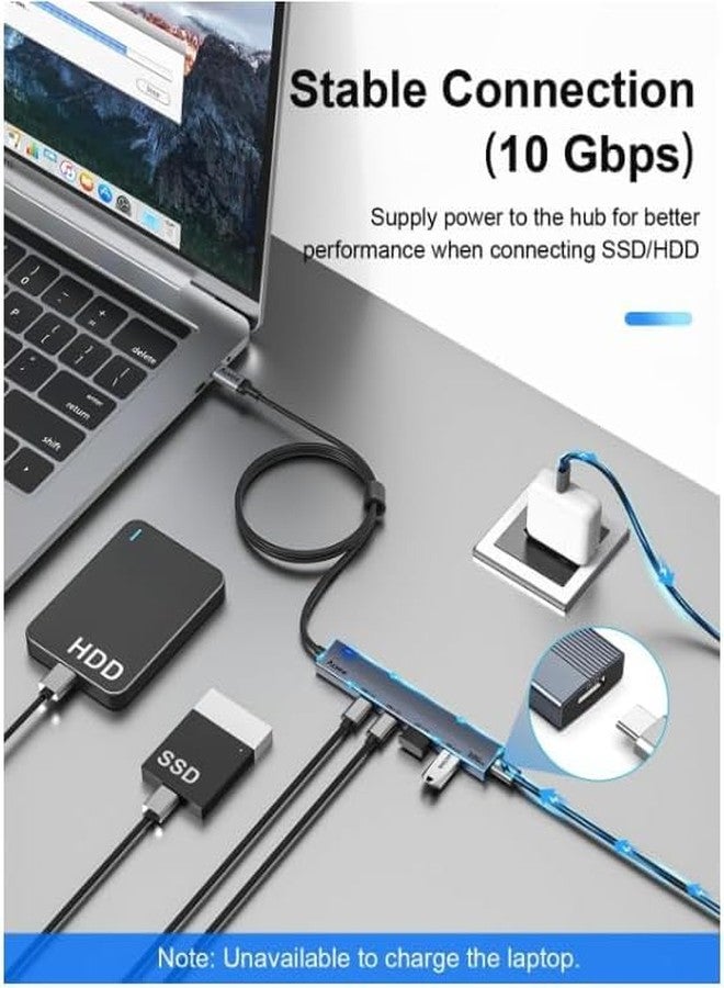 Aceele 10Gbps USB C Hub with 2 USB-A Ports and 2 USB-C Ports, USB 3.2 Gen 2 Adapter with 100cm Cable, 5 in 1 USB Splitter for Laptop, Desktop PC, MacBook Pro/Air 2022/2021 etc. - Image 4
