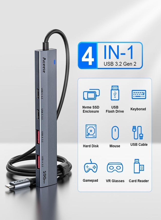 Aceele 10Gbps USB C Hub with 2 USB-A Ports and 2 USB-C Ports, USB 3.2 Gen 2 Adapter with 100cm Cable, 5 in 1 USB Splitter for Laptop, Desktop PC, MacBook Pro/Air 2022/2021 etc. - Image 5
