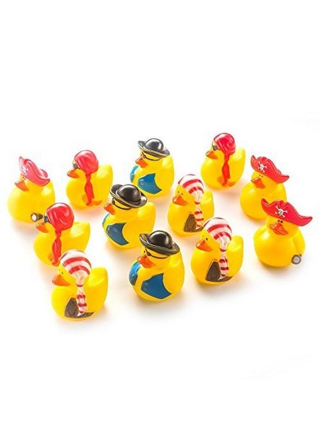 Fun Central 12 Pieces Mini Pirate Rubber Duckies Bath Toys For Baby Shower Pirate Party Supplies Assorted Design  - Image 2