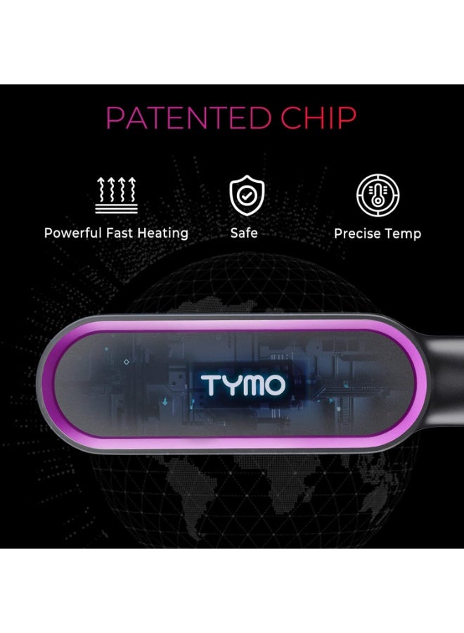 تايمو فرشاة TYMO لفرد الشعر، جهاز فرد الشعر المدمج بفرشاة؛ يتميز بطبقة طلاء من السيراميك والتورمالين، وتسخين سريع، و5 إعدادات لدرجة الحرارة. تمنحكِ نتائج تصفيف احترافية (مثل صالونات التجميل) في منزلك. (لون أسود مطفي) - Image 3