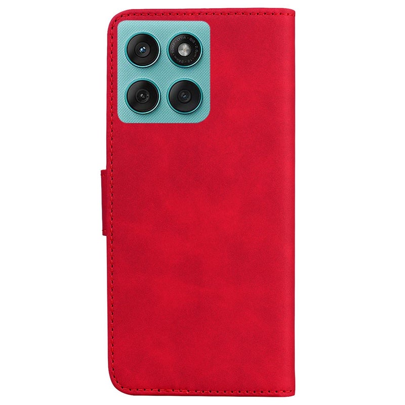 HuHa Case Cover For Motorola Edge 60 Fusion / Edge 5G 2025 Skin Feel Pure Color Flip Leather Phone Case(Red) - Image 3