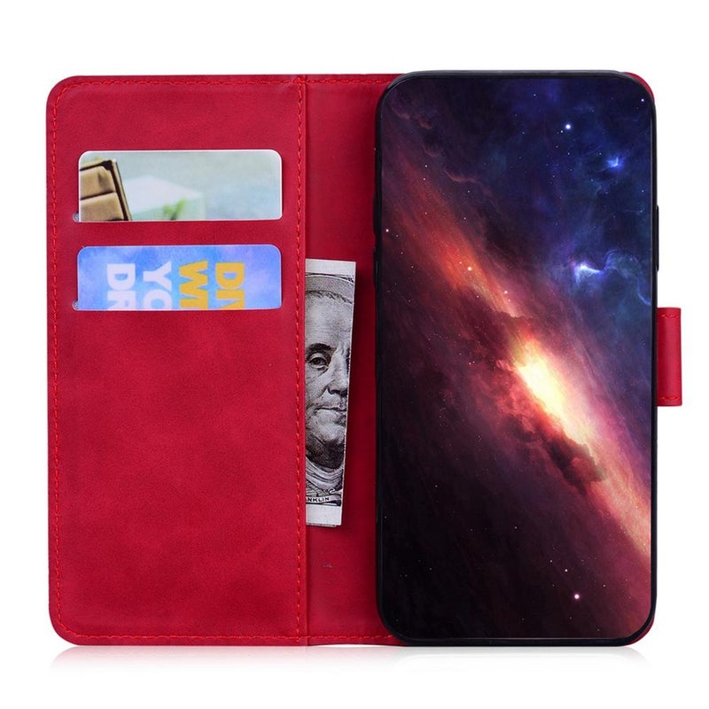 HuHa Case Cover For Motorola Edge 60 Fusion / Edge 5G 2025 Skin Feel Pure Color Flip Leather Phone Case(Red) - Image 4