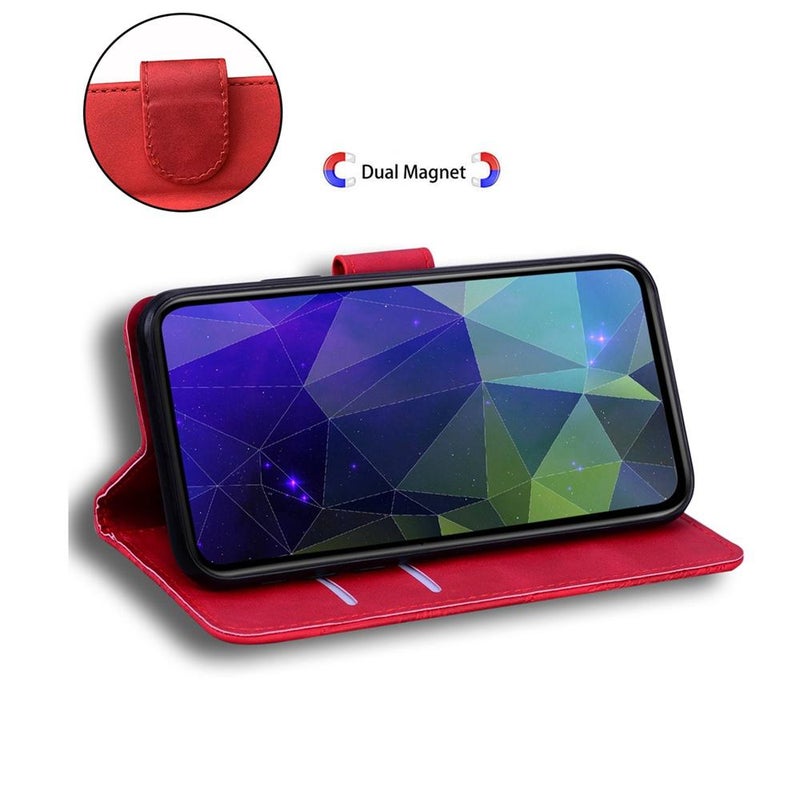 HuHa Case Cover For Motorola Edge 60 Fusion / Edge 5G 2025 Skin Feel Pure Color Flip Leather Phone Case(Red) - Image 5