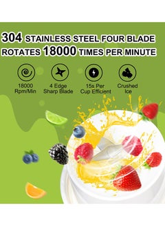 Ceool Personal Blender for Smoothies, 4 Blade Portable Blender, USB Rechargeable with Handle, 400ml Large Capacity, Portable Juicer Cup for Sports, Travel, Home, Gym  - Image 2