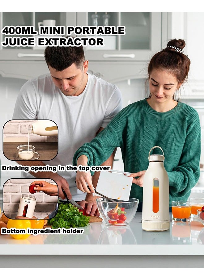 Ceool - Personal Blender for Smoothies, 4 Blade Portable Blender, USB Rechargeable with Handle, 400ml Large Capacity, Portable Juicer Cup for Sports, Travel, Home, Gym - Image 1