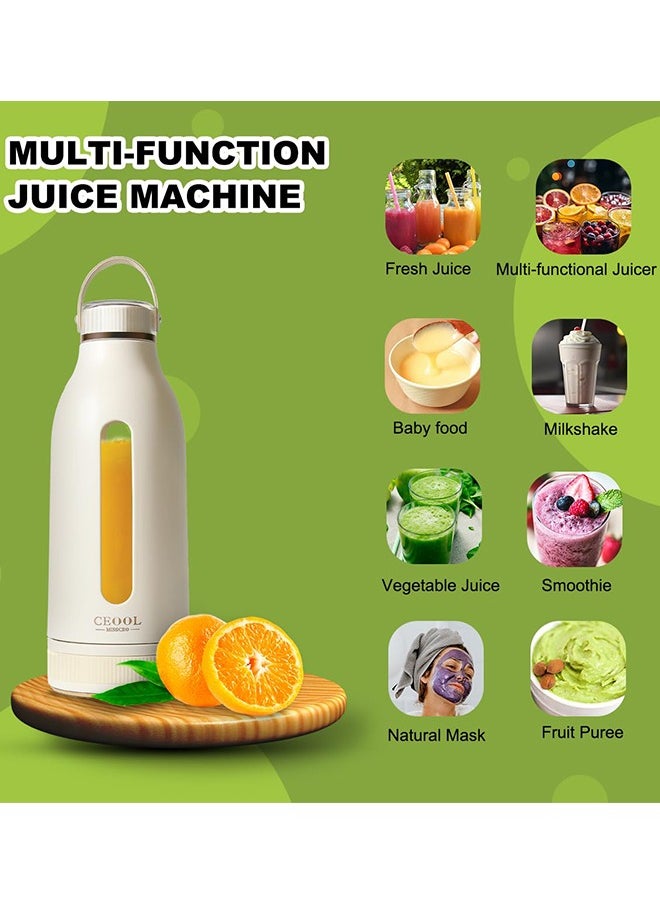 Ceool - Personal Blender for Smoothies, 4 Blade Portable Blender, USB Rechargeable with Handle, 400ml Large Capacity, Portable Juicer Cup for Sports, Travel, Home, Gym - Image 1