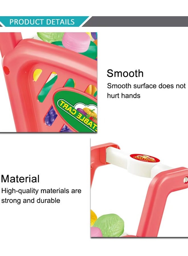 The Shopping Trolley | with Pretend Food and Accessories. The Ideal Size for Toddlers | 2 in 1 Toy Shopping Cart | Pretend Play Grocery Store Toy Kitchen Game Trolley Play Set for Kids | Perfect for Ages 3+ Pretend Play and Role-Playing Games（Pink） - Image 3