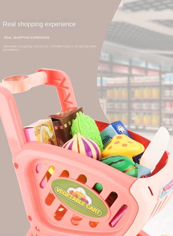 The Shopping Trolley | with Pretend Food and Accessories. The Ideal Size for Toddlers | 2 in 1 Toy Shopping Cart | Pretend Play Grocery Store Toy Kitchen Game Trolley Play Set for Kids | Perfect for Ages 3+ Pretend Play and Role-Playing Games（Pink） - Image 5