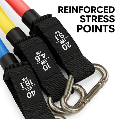 THORZA 11-Piece Full Body Strength Training with Resistance Bands Set - 5 Levels Tube Exercise Bands, Without Latex TPE Resistance Band - Door Anchor, Handles, Ankle Straps & 1 Bag - Image 4