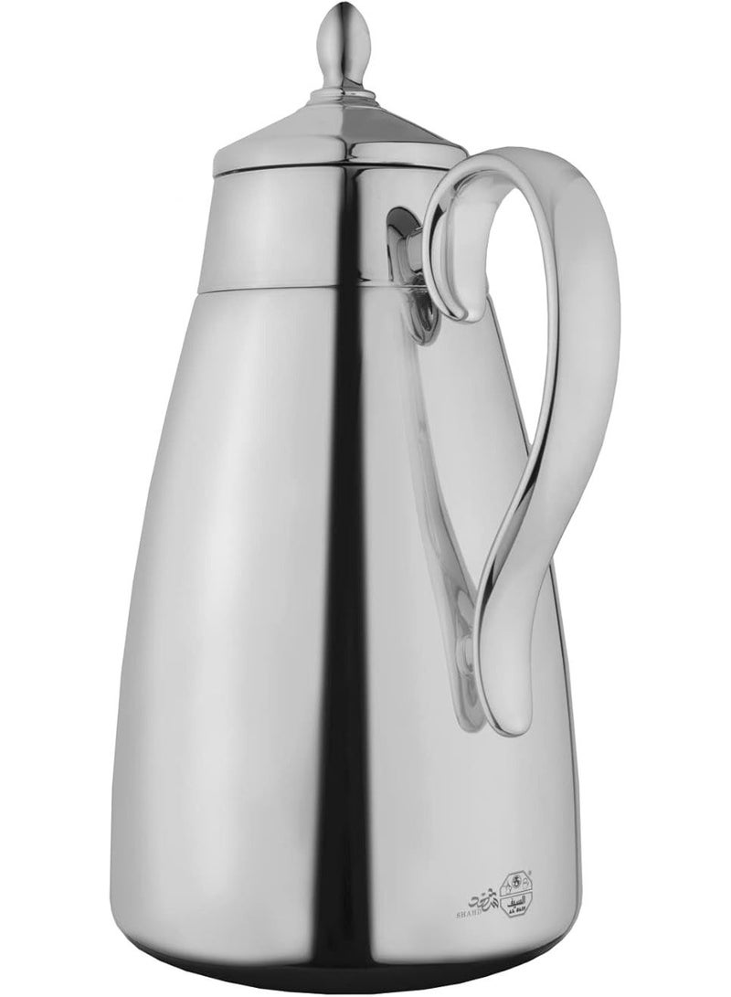 Alsaif Shahd Hospitality Thermos 1.3 L, Stainless Steel Body, Glass Inner Insulation – Chrome - Image 2