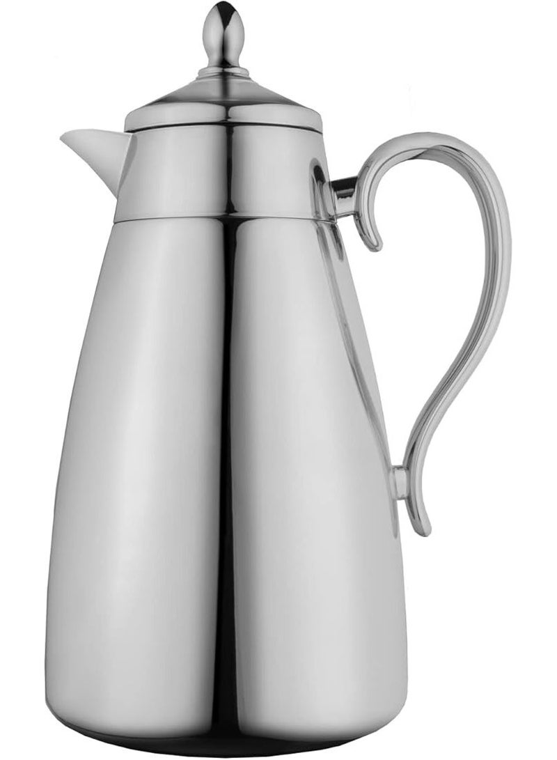 Alsaif Shahd Hospitality Thermos 1.3 L, Stainless Steel Body, Glass Inner Insulation – Chrome - Image 1