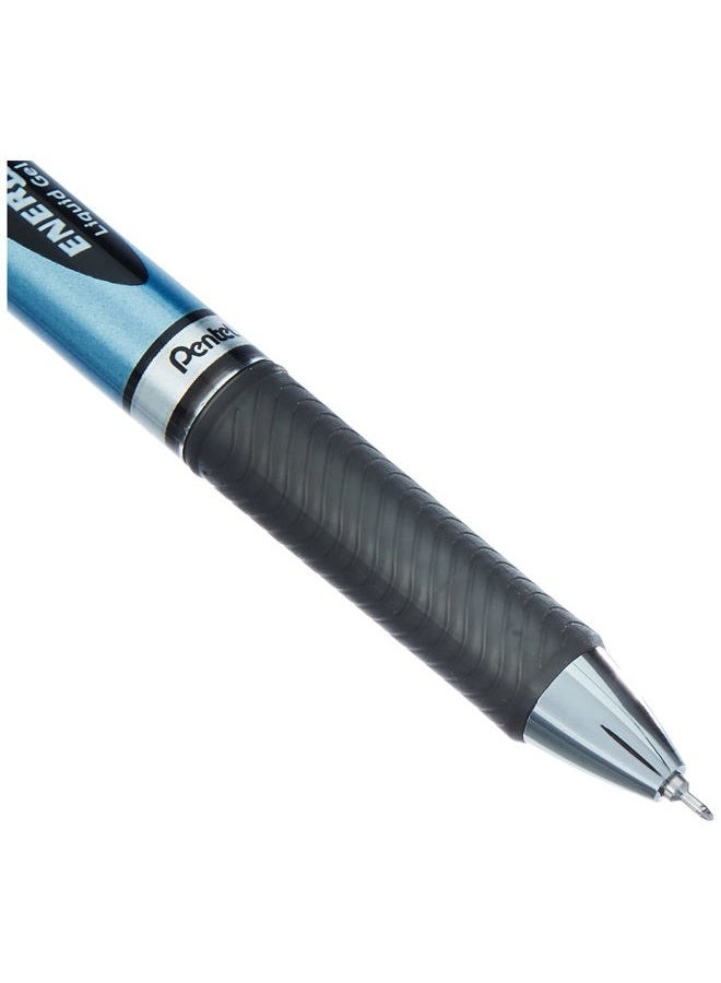 Pentel Energel Knock Ballpoint Pen, 0.5mm Needle Tip, Blue Body with Black Accent (BLN75-A) - Image 3