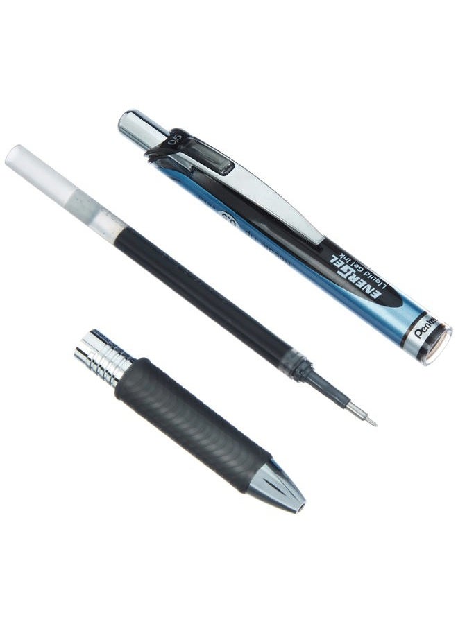 Pentel Energel Knock Ballpoint Pen, 0.5mm Needle Tip, Blue Body with Black Accent (BLN75-A) - Image 2