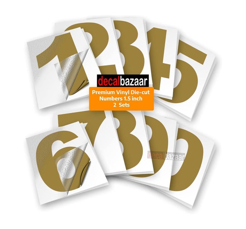 decalbazaar Number for Wall Glass Vehicle Glossy Vinyl Sticker 1.5 Inches Golden (Set 2), (Code 15) - Image 2