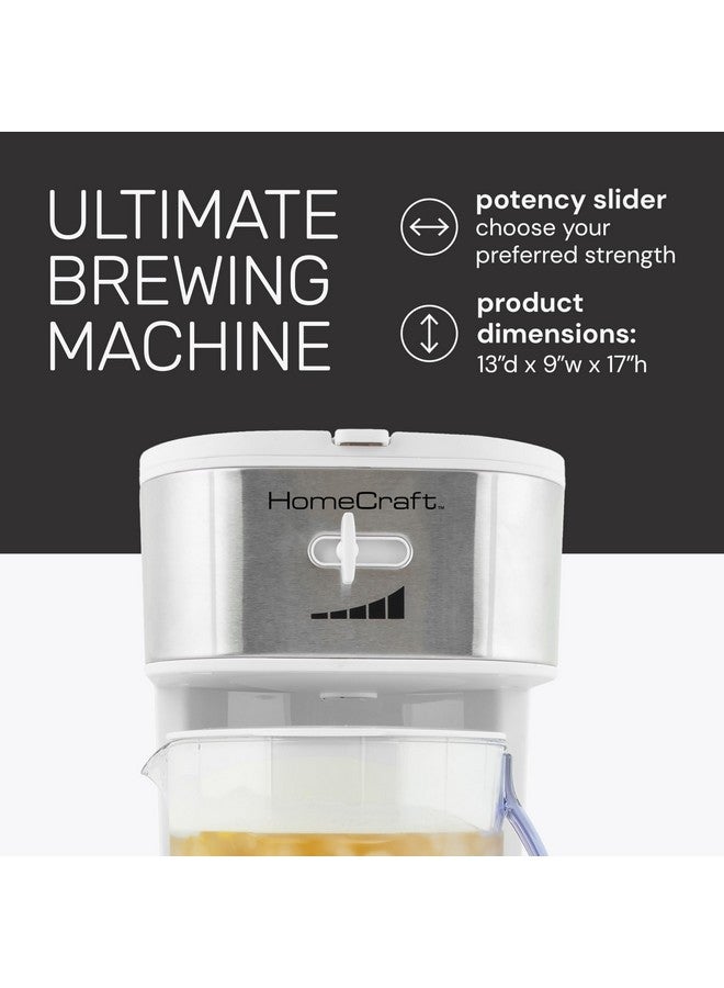 Homecraft HomeCraft 3-Quart White Stainless Steel Café' Iced Tea And Iced Coffee Brewing System, 12 Cups, Strength Selector & Infuser Chamber, Perfect For Lattes, Lemonade, Flavored Water, Large Pitcher  - Image 4