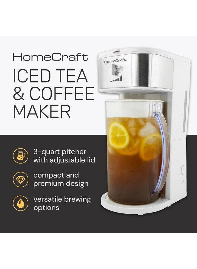 Homecraft HomeCraft 3-Quart White Stainless Steel Café' Iced Tea And Iced Coffee Brewing System, 12 Cups, Strength Selector & Infuser Chamber, Perfect For Lattes, Lemonade, Flavored Water, Large Pitcher  - Image 2