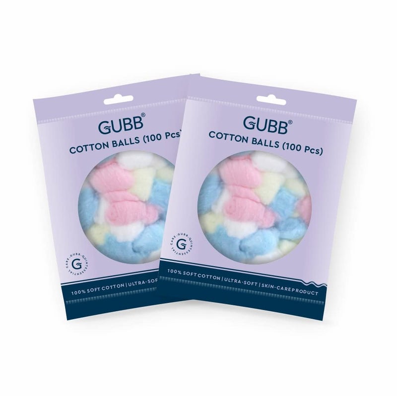 GUBB Hypoallergenic 100% Colored Cotton Balls For Face Cleansing & Makeup Removal - Deeply Cleanses & Removes Dirt Gently | Safe for Sensitive Skin -100 PCs, Pack Of 2 - Image 4
