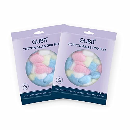 GUBB Hypoallergenic 100% Colored Cotton Balls For Face Cleansing & Makeup Removal - Deeply Cleanses & Removes Dirt Gently | Safe for Sensitive Skin -100 PCs, Pack Of 2 - Image 1