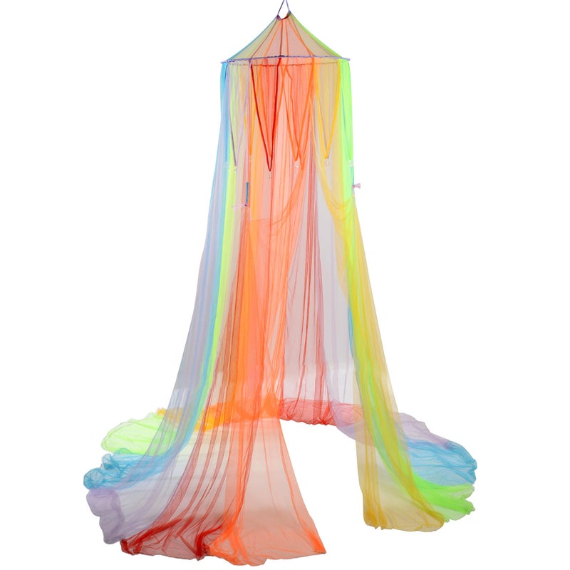 Constructive Playthings  KDK94 Rainbow Retreat Canopy for Kids Hanging MultiColored Mesh Net for Playroom Classroom or Bedroom
