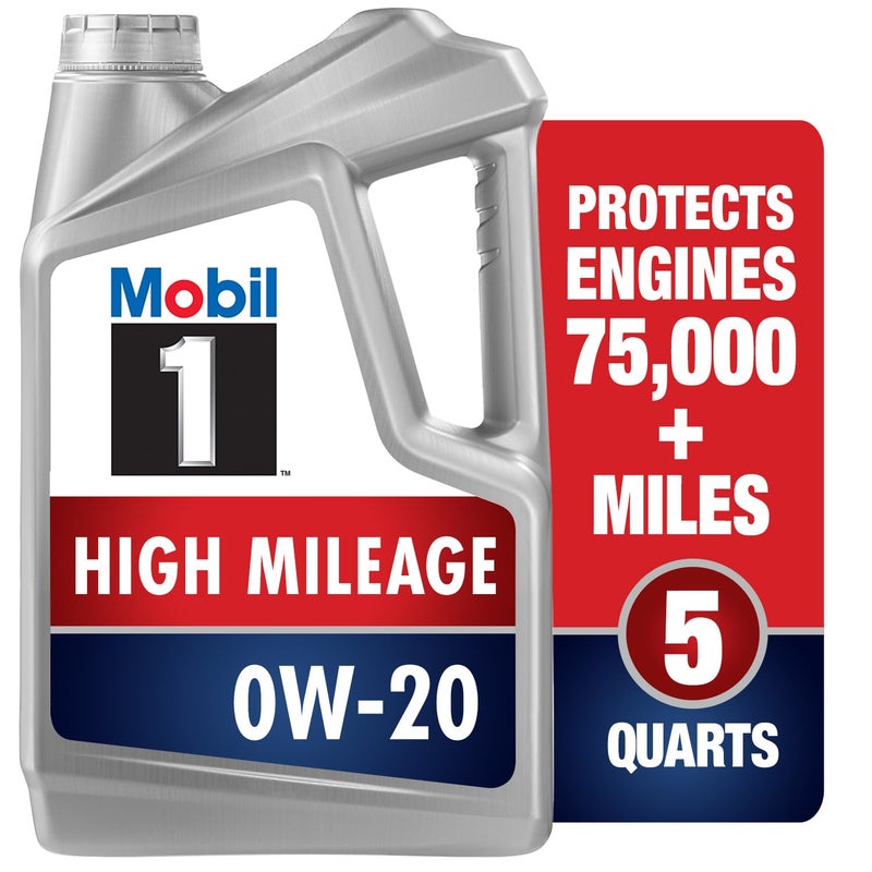 Mobil 1 High Mileage Full Synthetic Motor Oil 0W20 5 Quart - Image 2