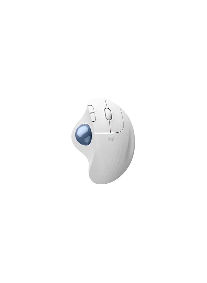 ERGO M575S Wireless Trackball Mouse, Wireless Ergonomic Mouse With Bluetooth and Encrypted Dongle, Comfortable Thumb Control, Precise and Smooth Tracking, for PC/Mac - Off White Off White