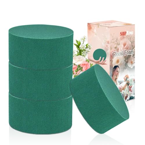 SupKing 4Pcs Floral Foam Round SUPKING 3.2" Small Green Wet Dry Flower Foam Blocks Florist Plant Foam for Artificial and Fresh Flower Arrangement - Image 1