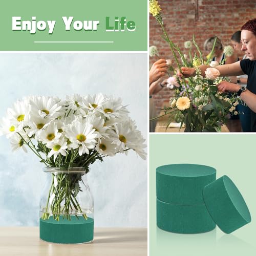SupKing 4Pcs Floral Foam Round SUPKING 3.2" Small Green Wet Dry Flower Foam Blocks Florist Plant Foam for Artificial and Fresh Flower Arrangement - Image 4