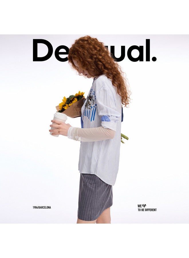 DESIGUAL women's Asymmetric Color-block Striped Hand-painted Print Shirt - Spring/summer 2025 Collection - Image 2