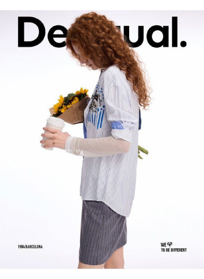 DESIGUAL women's Asymmetric Color-block Striped Hand-painted Print Shirt - Spring/summer 2025 Collection - Image 1