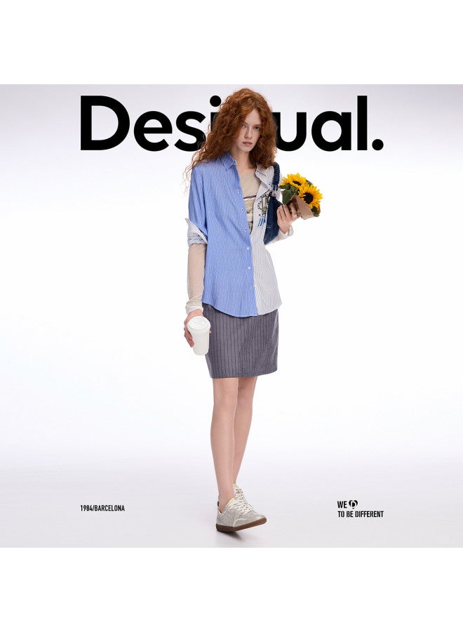 DESIGUAL women's Asymmetric Color-block Striped Hand-painted Print Shirt - Spring/summer 2025 Collection - Image 3