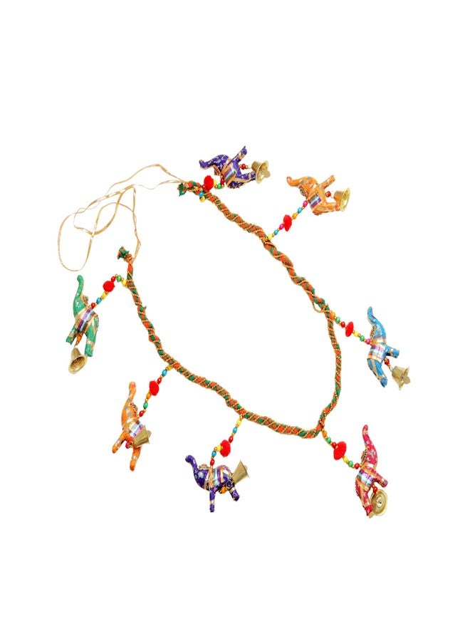 أديتري_كرييشن زينة جدارية معلقة على الباب، إكليل توران باندانوار مع كرات بوم بوم، ديكور داخلي وخارجي للمنزل، المكتب، المعبد، حفلات الزفاف، المهرجانات الهندية التقليدية، هدايا رأس السنة الجديدة (المقاس: 44 بوصة × 7 بوصات) (متعدد الألوان) - Image 4