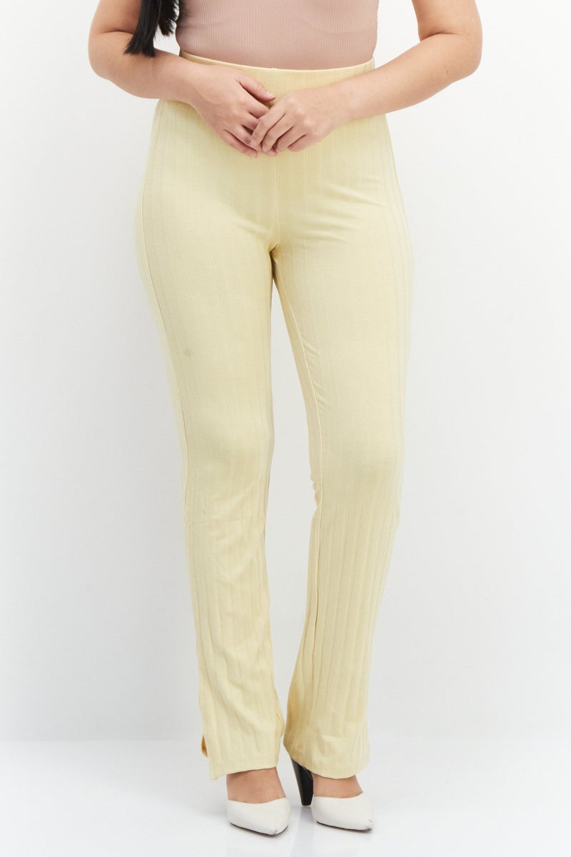 Gina Tricot Women Petite Plain Wide Leg Pants, Yellow  - Image 1