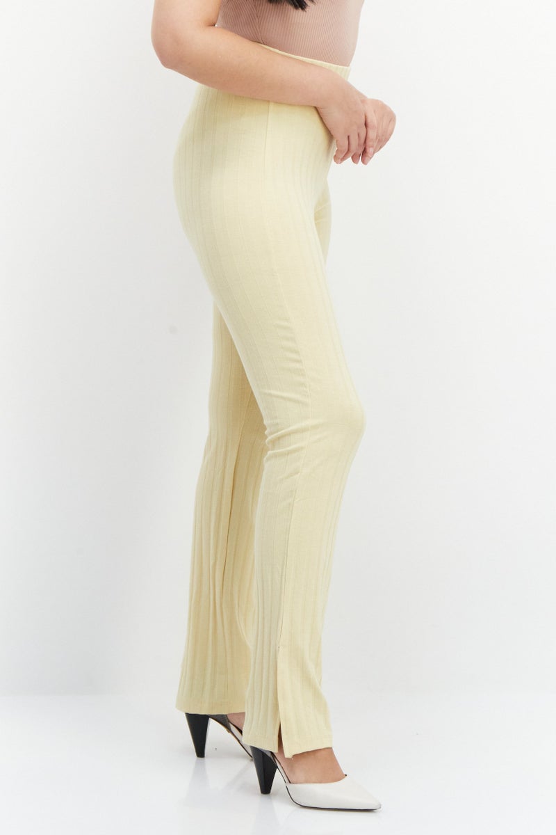 Gina Tricot Women Petite Plain Wide Leg Pants, Yellow  - Image 4