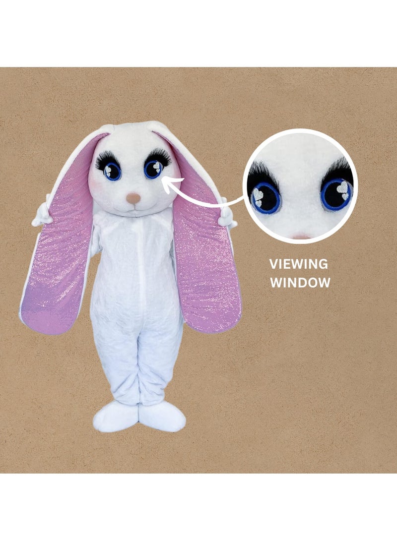 Carnival Mascot Carnival Mascot Bunny Star Costume, Full Body Adult Size Bear Mascot, 1 Size For All Handmade From Premium Quality Materials, Mascot Uniforms Perfect for Kids, Halloween, & Parties, White  - Image 4