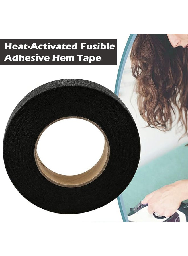 استريكو شريط حاشية من القماش الأسود، قابل للانصهار بالحرارة، لاصق شبكي قابل للكي، شريط حاشية 25 متر × 20 مم، مناسب للملابس المنزلية - Image 3