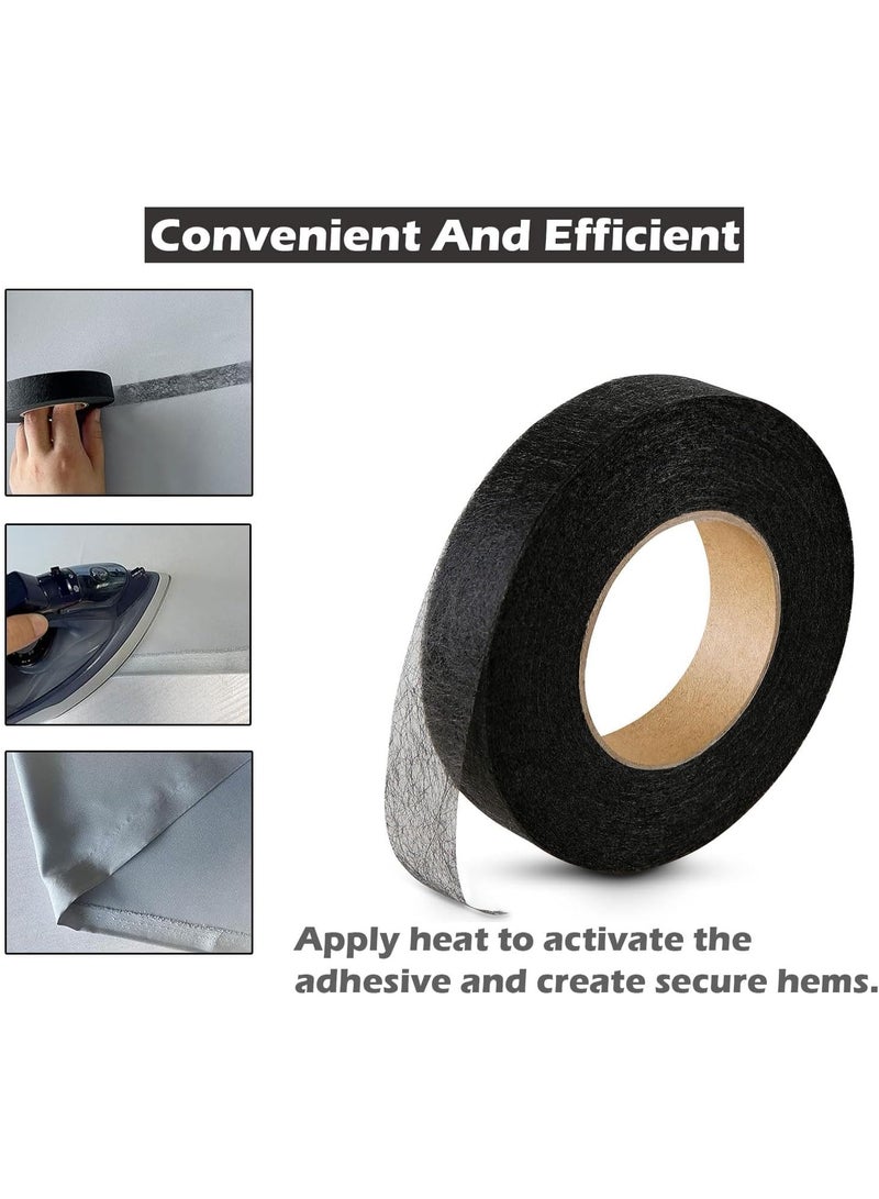 استريكو شريط حاشية من القماش الأسود، قابل للانصهار بالحرارة، لاصق شبكي قابل للكي، شريط حاشية 25 متر × 20 مم، مناسب للملابس المنزلية - Image 2