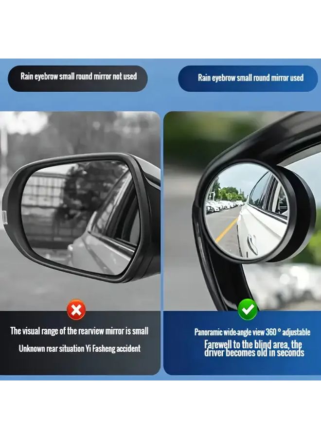 2pcs Black 360 Degree Adjustable HD Car Rearview Mirrors Wide Angle Blind Spot Mirrors - Image 4