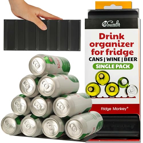 Cooks Innovations Drink Organizer for Fridge Soda Can Refrigerator Organizers and Storage BeerWineWater Bottle Holder Fridge Monkey  Durable NonSlip AntiRoll