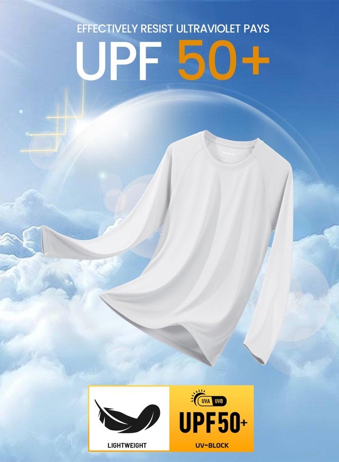 MAGCOMSEN Quick Dry Shirts for Men Long Sleeve Rash Guard Swim Sun UV UPF 50 Athletic Hiking Fishing Running Cooling T-Shirt White - Image 3